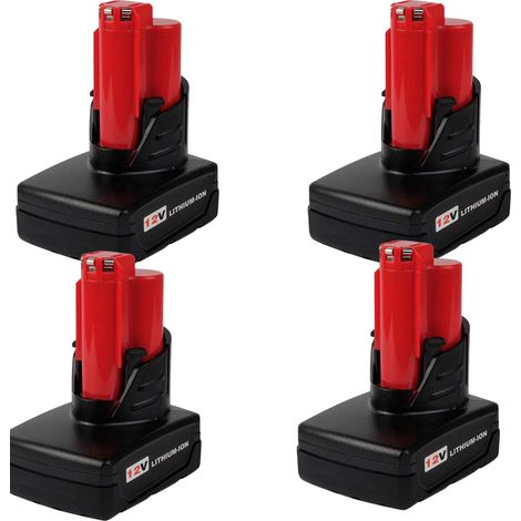 4x 5.0 Ah 12V Lithium-Ion Batterie de rechange pour Milwaukee m12 XC 5.0 48-11-2410 48-11-2420 48-11-2411-2411 48-2401 48-11-2402 Outils sans fil Milwaukee