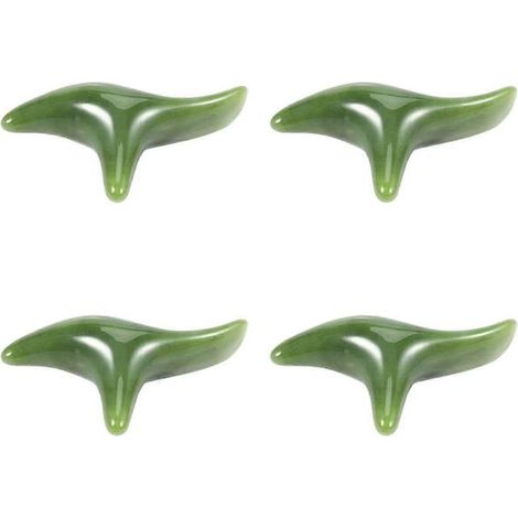 bâtonnets de massage Gua Sha en cire d'abeille verte naturelle et jade, à trois coins, pour le visage, le corps et les pieds. Outil de santé pour l'acupression. (1/5)