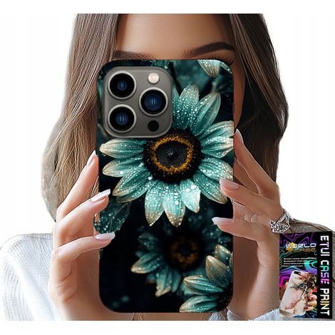Coque pour iPhone 16 Pro Max - Fleur de gerbera bleue + Feuille métallisée (1/5)