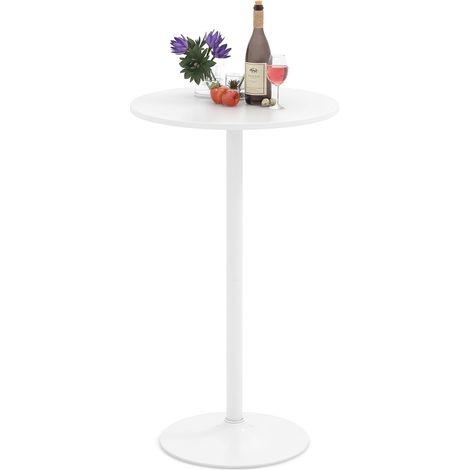 COSTWAY Table Bistrot Ronde, Table de Bar 101,5 cm, Hauteur Transformable en Table Basse 56 cm, Plateau Peint, Base en Métal, Tables d'Appoint Ronde pour Bar, Salle à Manger, Restaurant (Blanc,1) (1/5)