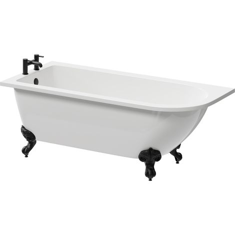 Wholesale Domestic Oxford 1700mm x 750mm Left Hand Single Ended Freestanding Shower Bath with Matt Black Claw Feet (1/5)