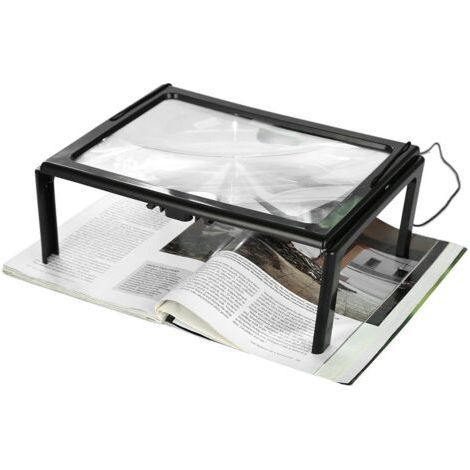 LED Magnifier Ultra Thin Foldable Newspaper A4 Full Page Magnifying Glass Reading Magnifier Magnifier with 3x 4 LED Bulbs for Reading for Knitting (1/5)