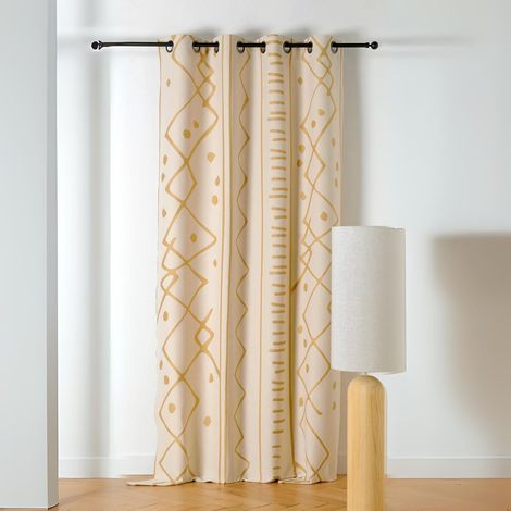 Rideau tamisant ethnique Jaune moutarde 140x260 cm