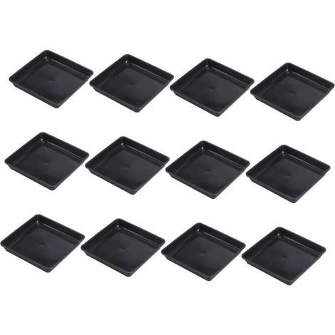 12pcs Soucoupes Carrées 25x25 Et 22x22 Cm pour Pots De Fleurs - Plateaux en Plastique Résistant pour Plantes D'Intérieur Et D'Extérieur - Idéal pour Protéger Vos Surfaces (1/5)