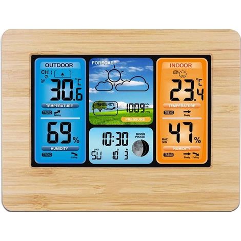 Weather Station Digital Thermometer Hygrometer Wireless Sensor Temperature Forecast Watch Wall Desk Alarm Clock (1/4)