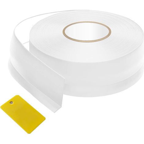 Plinthe souple autocollante 50 x 20 mm (14 m), plinthe de cuisine blanche, plinthe autocollante pour cuisine et salle de bain, profilé d'angle en plastique PVC, plinthe flexible (1/5)