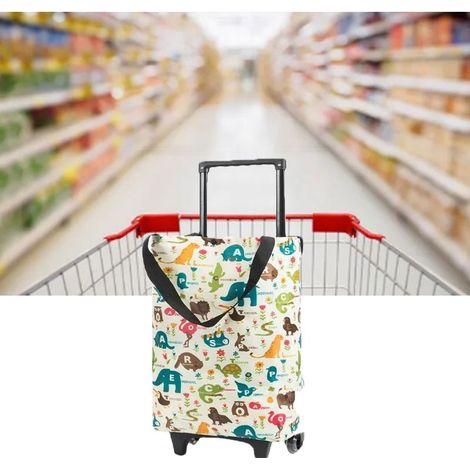 [Caddie Shopping] Caddie pour Magasinage Pliable et Portable Trolley avec Roues et Manche Extensible pour Voyage Tissu Oxford 1 unité (1/5)