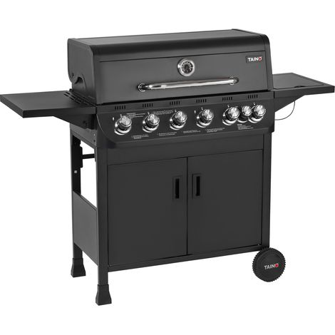 TAINO BRANDO 6+1 Gasgrill 6 Brenner Seitenkocher BBQ Grillwagen Gasgriller