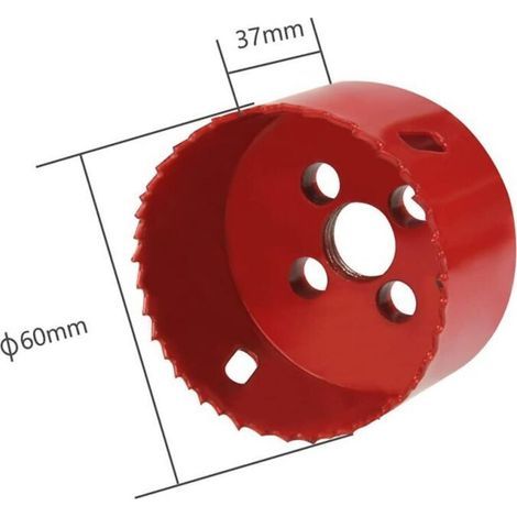 60-mm-Bimetall-Lochsäge für Holz, Kunststoff, PVC und Faserplatten – mit Sechskantadapter und Zentrierbohrer (1/3)