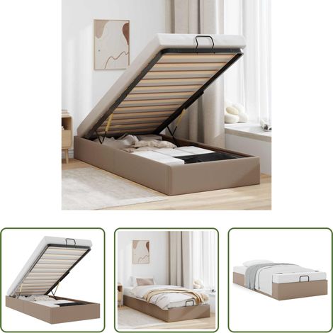 vidaXL Kunstlederbett -  Ottoman-Bett ohne Matratze Cappuccino-Braun 90x190cm Kunstleder (1/5)