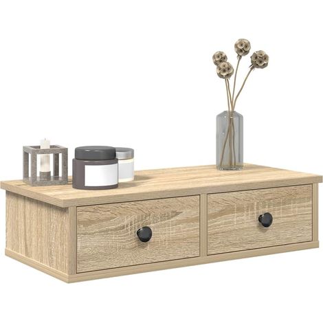 Wall Shelf with Drawers Sonoma Oak 60x28x15 cm Engineered Wood vidaXL