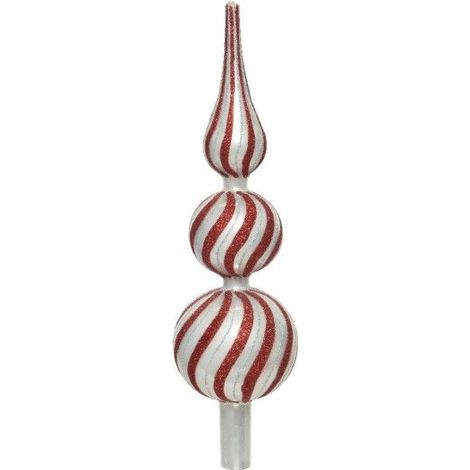 Puntale per albero di Natale con sfere in vetro a strisce decorazione e addobbo da 31 cm (1/3)