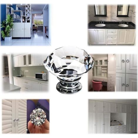 AST 12 PCS 30mm Poignée Bouton diamant/Bouton de Porte Meuble avec Vis pour Accueil Bureau Coffre Armoire Tiroir (1/4)