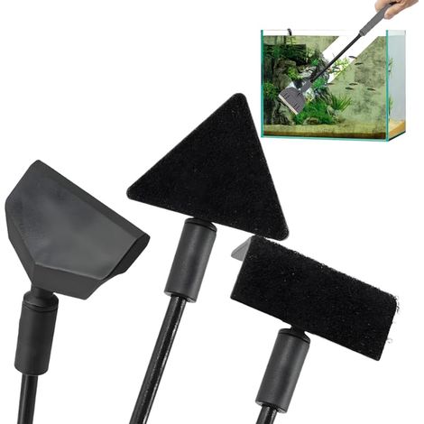 3 en 1 Outils de Nettoyage, Grattoir à Algues, Lame de Rasoir pour Aquarium, Outil de Nettoyage d'Aquarium avec Manche Amovible, Lames en Acier Inoxydable pour Vitres d'Aquarium (14 Pouces) (1/5)
