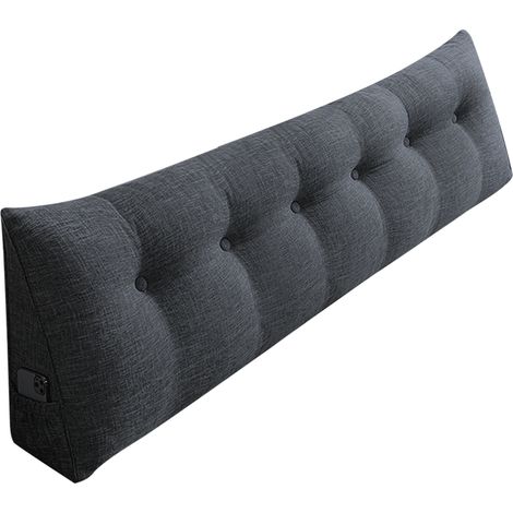 Almohada de lectura en cuña, cojín triangular en cuña, almohada de respaldo con soporte lumbar cervical, perfecta para ver la televisión y leer - Gris oscuro 180 cm (1/5)