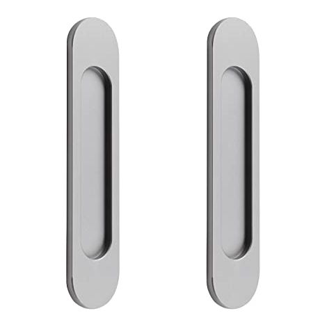 Poignée de porte coulissante ovale autocollante, alliage d'aluminium gris mat sans perforation pour portes coulissantes, fenêtres d'armoires / 18 cm (1/4)