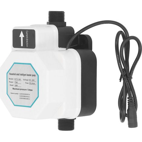 Pompe de surpression miniature DC 24V à circuit intelligent, silencieuse et haute pression pour tuyaux d'eau potable, 75W pour douche, cuisine, jardin et arrosage, modèle mural pour chaudière murale ( (1/5)