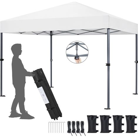 Homevive Cenador Plegable para Exterior 3x3M Cenador Plegable Pérgola Cuadrada con Diseño Pop-Up Resistente al Agua Altura Ajustable para Camp Playa Jardín Terraza Blanco (1/5)