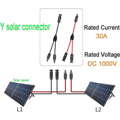 Solar Y Splitter Cable, 4mm² Solar Panel Cable Y Solar Cable Connector Photovoltaic Cable Y Connector, Connector for Solar Panels.(Y Mini) (1/4)