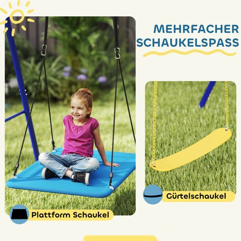 Balançoire AIYAPLAY 3 places, capacité 120 kg, jeu de jardin pour enfants, colorée, extérieur