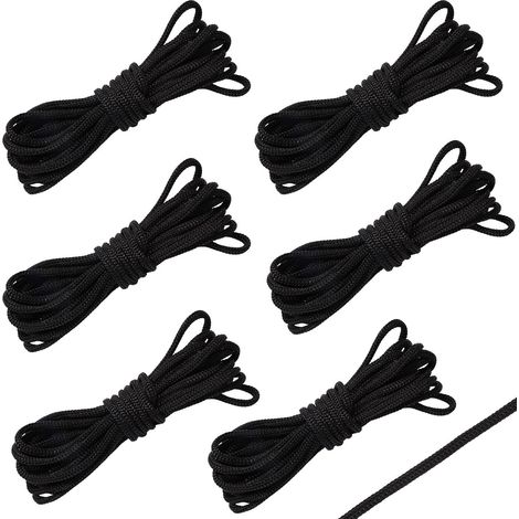 6pcs Corde en Nylon Fine, Corde Filet Trampoline Noir d'Arrimage Tapis Trampoline Accessoire Pratique pour l'Alpinisme Randonnée Camping Autres Activités Plein Air (1/5)