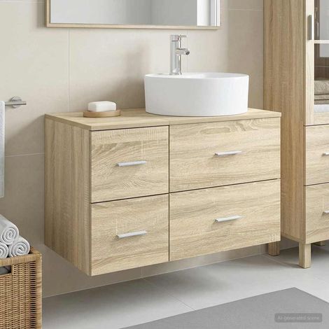 vidaXL Bathroom Furniture Set 2 pcs Sonoma Oak Engineered Wood (1/5)