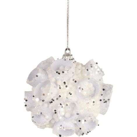 Pallina di polistirolo bianca con glitter argentati, 8 cm (1/3)