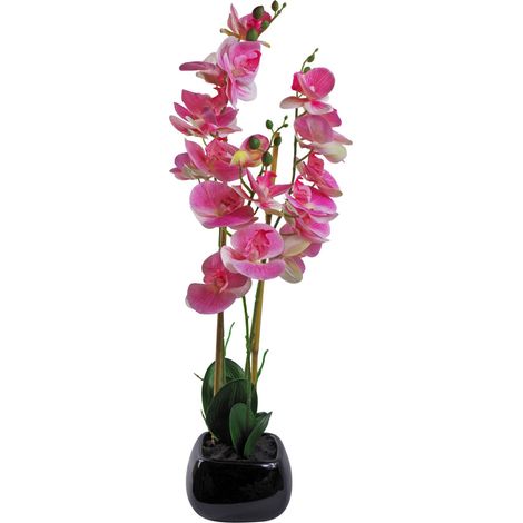 70cm Artificial Orchid Light Pink with Black Ceramic Planter (1/4)