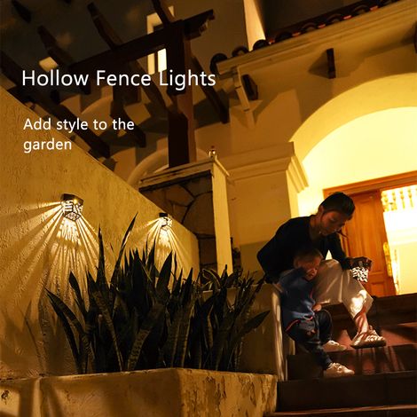 Lot de 4 lampes solaires d'extérieur pour clôture, étanches IP54, pour jardin, terrasse et escaliers. (1/5)