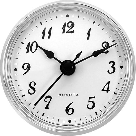 2,8" 70mm Horloge à Quartz Insert, Mouvement à Quartz Miniature Horloge Mini Chiffres Arabes Convient Trou de 61mm/2,4" de Diamètre, Ton Argent/Blanc, Style 12 (1/5)