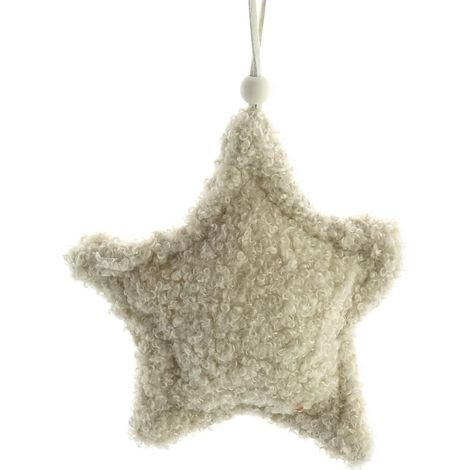 Weihnachstdeko Stern Beige aus Plüschstoff Ø 12 cm - Polyester