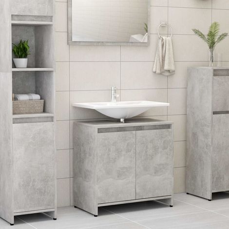 Meuble de salle de bain Armoire de salle de bain Gris béton 60x33x61 cm Aggloméré (1/4)