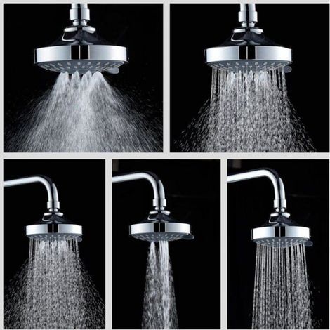 Pommeau De Douche - 10 2 Cm - Jet D Air Haute Pression - 5 Fonctions - Rotule Metallique Pivotante Avec Filtre - 1 Unite (1/4)