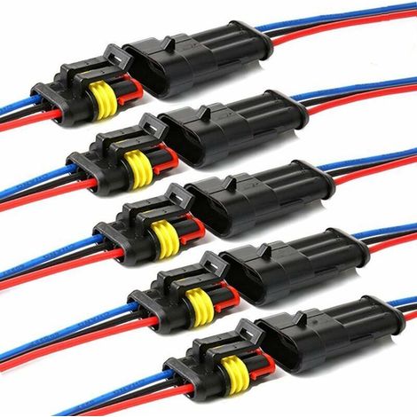 Connecteur étanche,connecteurs de Fils électriques autobloquants à 3 Broches avec Fil 16 AWG Marine pour Les connexions de Voiture,Camion,Bateau et Autres Fils. (5pack) (1/4)