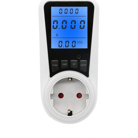 Lntyq Prise de wattmètre de compteur d'énergie blanche, prise de compteur d'énergie à 7 modes, écran LCD, max 3680 W(1396666mm) (1/5)