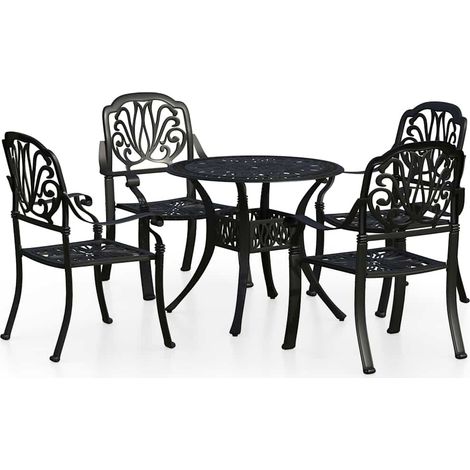 Maison Exclusive - Set da Bistrot 5 pz in Alluminio Pressofuso Nero (1/5)