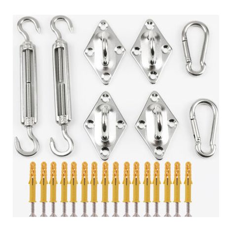 Voile d'ombrage carré 304 accessoires en acier inoxydable ensemble de diamants de vis de voile d'ombrage extérieur (1/5)