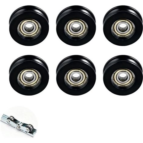 6 PièCes Roulette Porte Baie Vitréee Coulissante, Roulettes Rechange Pour Porte Moustiquaire, Coulissante Douche Accessoires, Pour Stores, Tiroirs, Portes En Aluminium, Armoires, 5×20×7mm (1/3)