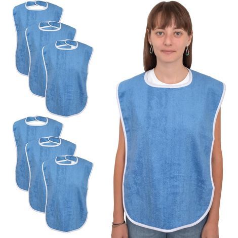 6er-Pack Premium-Lätzchen für Erwachsene - Lätzchen für Erwachsene, Unisex Esstücher für Senioren und Menschen mit Behinderungen, verstellbar, Handtuchlätzchen, Kleiderüberzüge, maschinenwaschbar, bla
