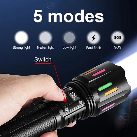 Weiße Laser-Taschenlampe mit irisierender Fluoreszenzfarbe, Teleskopzoom, langer Batterielebensdauer, ultrahell, geeignet für Zuhause, Outdoor-Aktivitäten und Angeln.