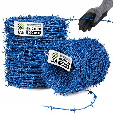 Fil barbelé OC PVC à deux conducteurs de diamètre 2,5 mm, 100 m, BLEU, barrière pour verger