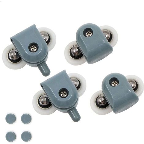 Set of 4 Double Shower Door Rollers - 25mm - For Shower Doors - Long Lasting - Glass Doors Approx. 3-6mm Thick (1/5)