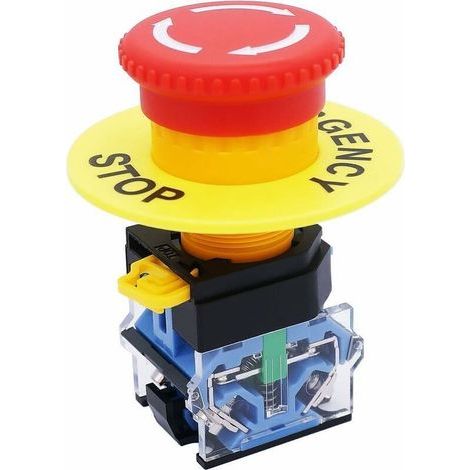 AC 440 V 10A interrupteur à bouton-poussoir d'arrêt d'urgence champignon rouge 22mm NO NC interrupteur à bouton-poussoir LA38-11ZS (1/4)