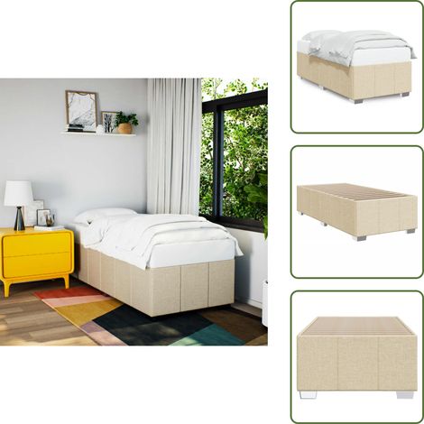Cama de tela - vidaXL Estructura de cama sin colchón tela crema 80x200 cm - Cama de poliéster
