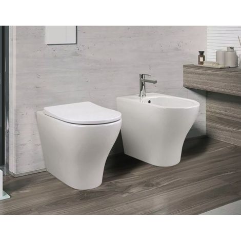 Sanitari Wabi Filomuro 52x34 cm Senza Brida con Copriwater Slim