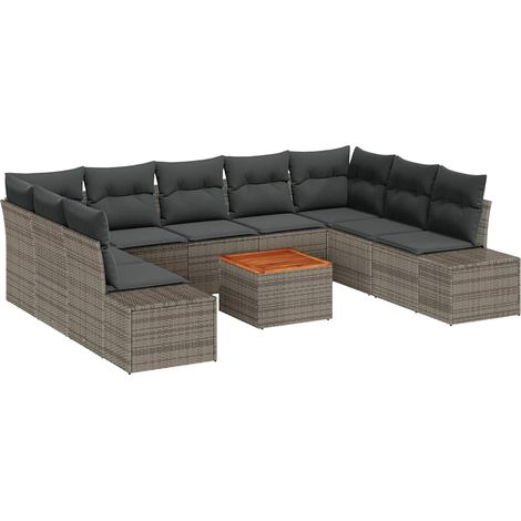 Maison Exclusive - Garten-Sofa-Set mit Speicher 10 pcs Grau