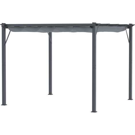 Pergola Toit de Patio Kiosque avec Toit Ouvrant Alu Gris Charbon + Gris Foncé Jardin 3x3x2,23 m