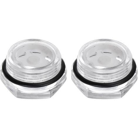 2Pcs Verre de Vue d'Huile de Compresseur d'Air M26 x 1,5mm Mâle Jauge de Niveau de Liquide Plastique Fenêtre Indicateur Huile à Tête Hexagonale avec Joint Torique, Transparent (1/5)