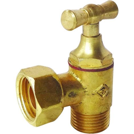 Robinet d'arrêt équerre pour WC - 3/8" - Tête à clapet - Laiton brut (1/4)