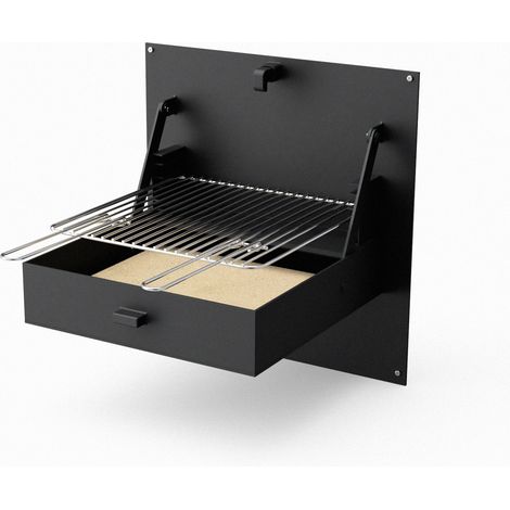 TUOZI - Barbacoa de Obra para Leña y Carbón Modelo PARED iBBQ (Negro - 58,5 x 57 x 11 cm) REF: 4200 - Uso en Exteriores